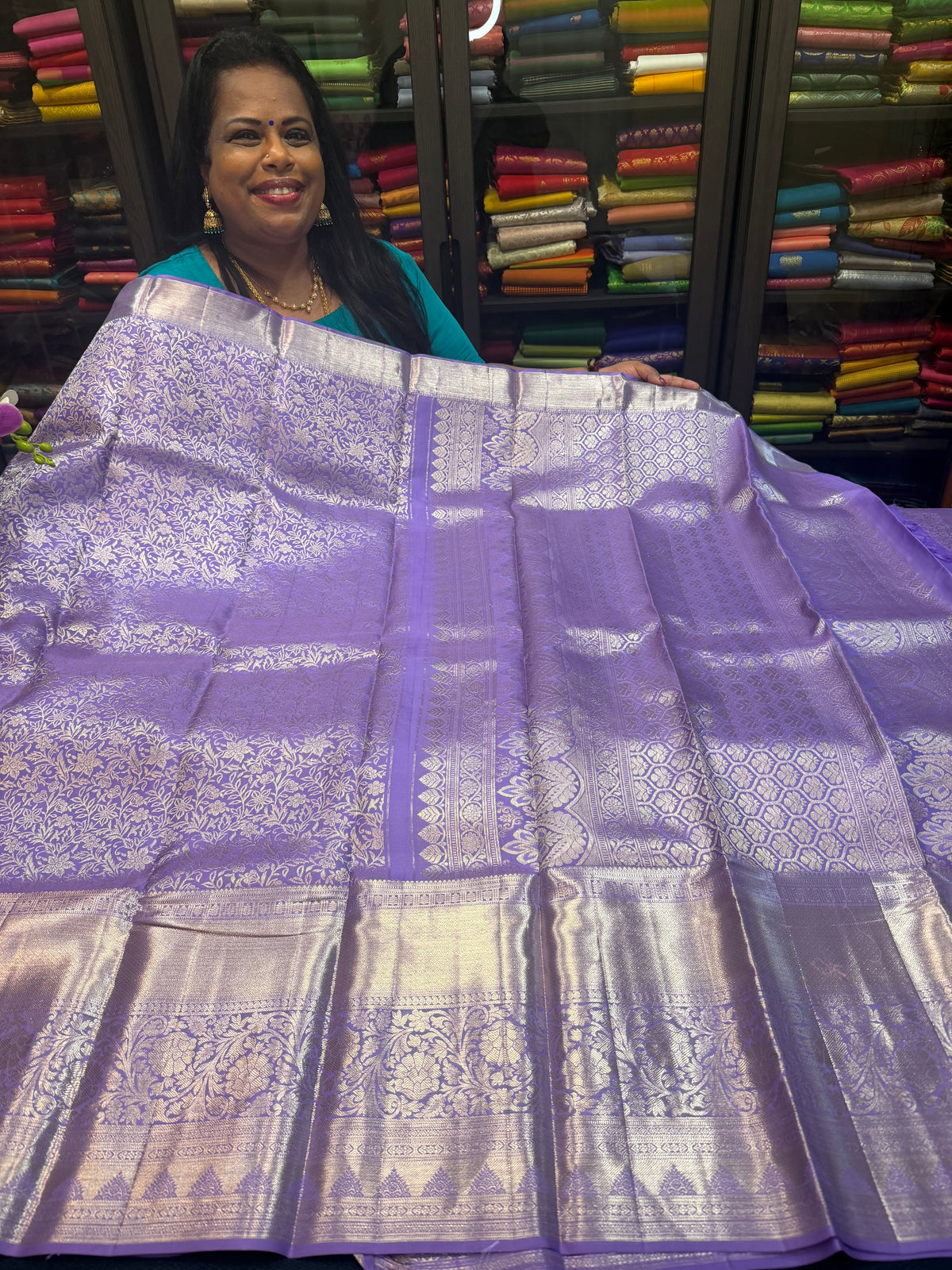 Bridal Kanchipuram Pure Silk Saree Kanjivaram handloom Lavender Sari SPK468