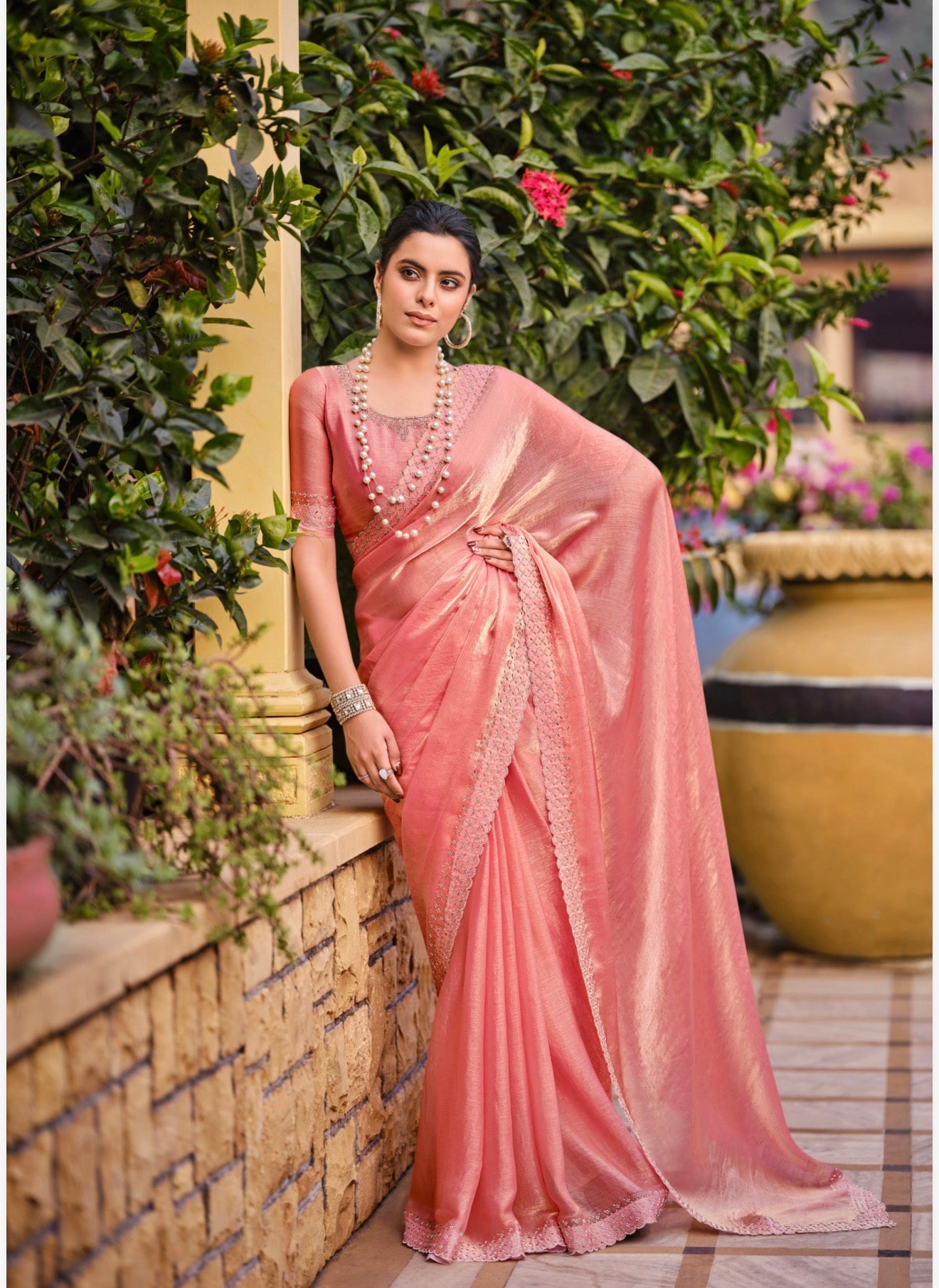 Pink Indian Fancy Party wear Saree Fendi Silk Sari S138