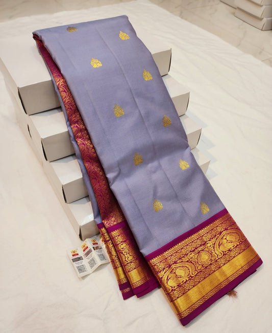 1g Gold Korvai Kanchipuram Pure Silk Saree Handloom Kanjivaram Sari| SPK157