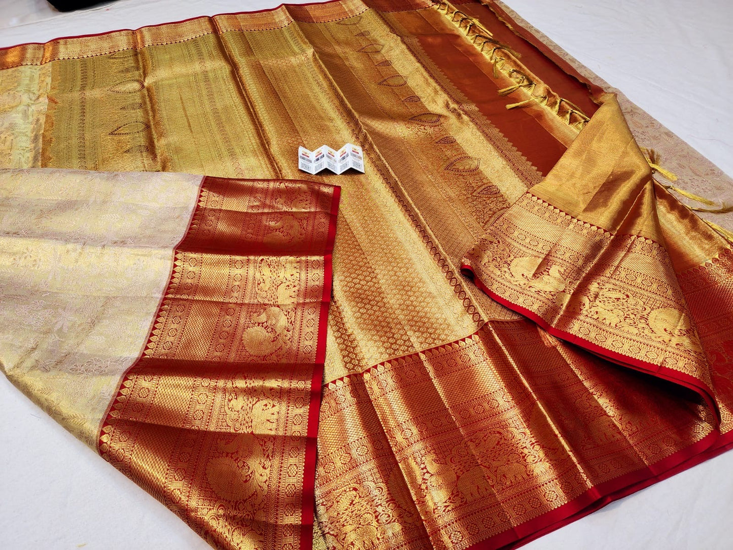 Kanchipuram Pure Silk Saree Bridal cream Kanjivaram Sari SPK247