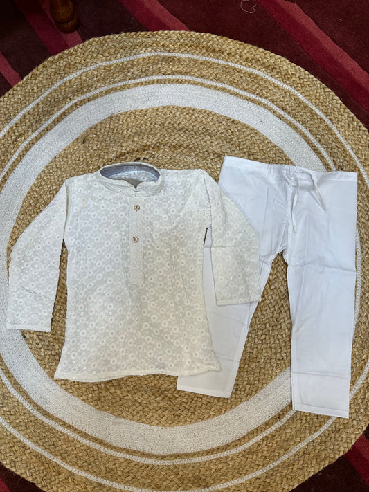 Size 6 Age 4-6 Boys Sherwani Outfit Cotton White K3