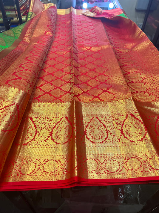 Bridal Kanchipuram Pure Silk Saree Green Kanjivaram Sari| SPK170