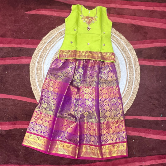 34” Size 9 Indian Lehenga Pattu Pavadai Sattai Skirt Top G14