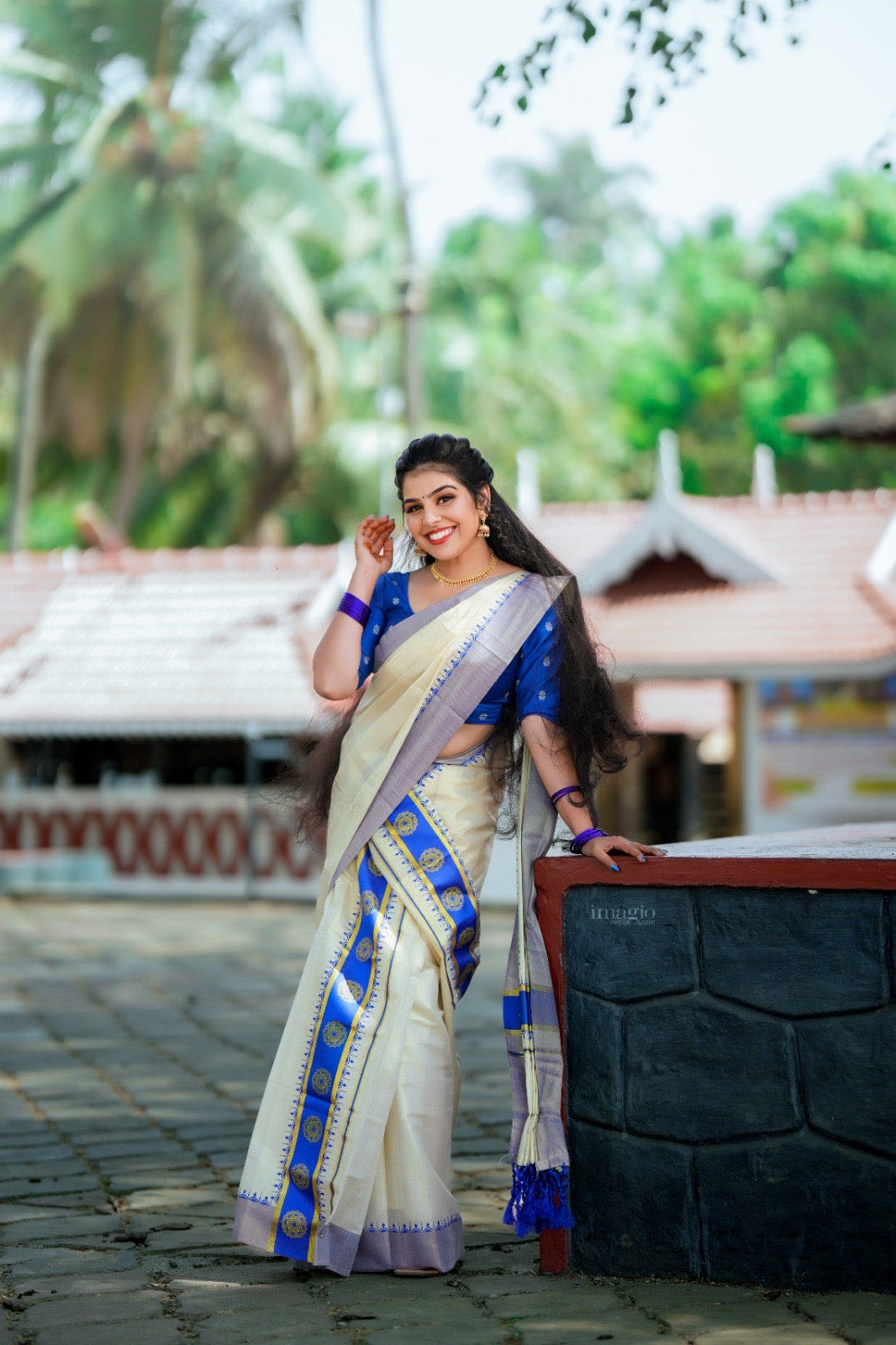 Kerala Multi Set Mundu Vishu Sari Indian hand Printed Kasavu Onam Saree C53