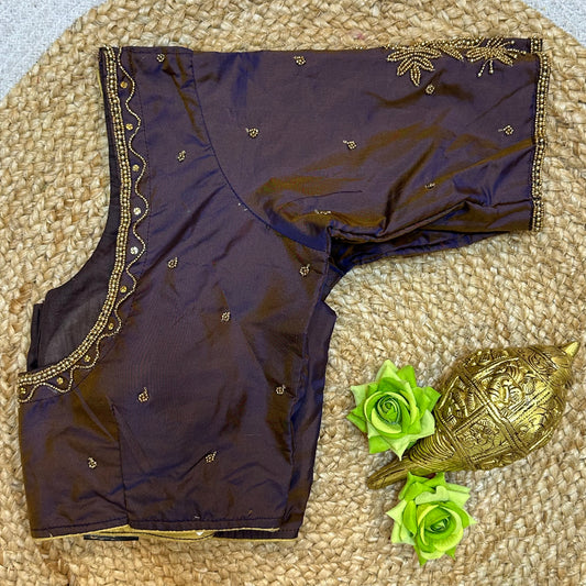 38” M Size 8 Aari Sari Blouse Indian Saree Top Blackish Brown B298