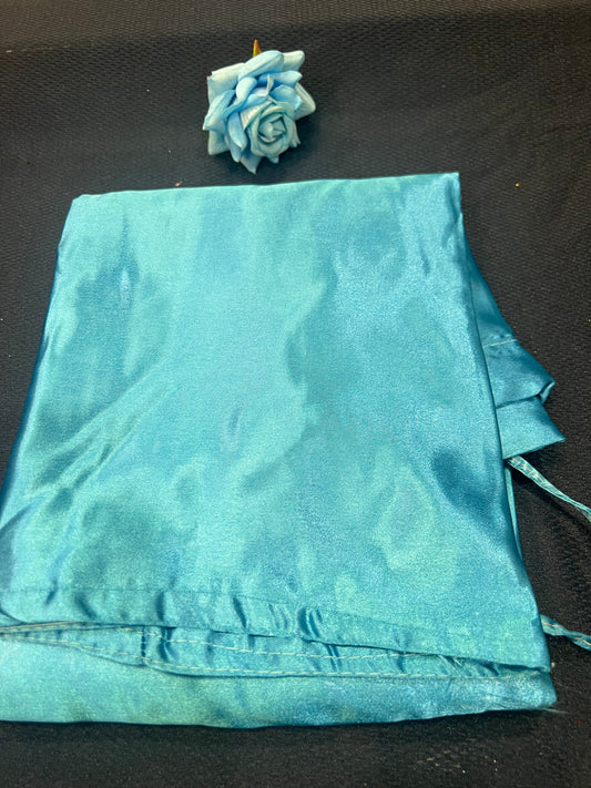 Free size Sari Petticoat Satin Underskirt Saree Skirt Blue P6