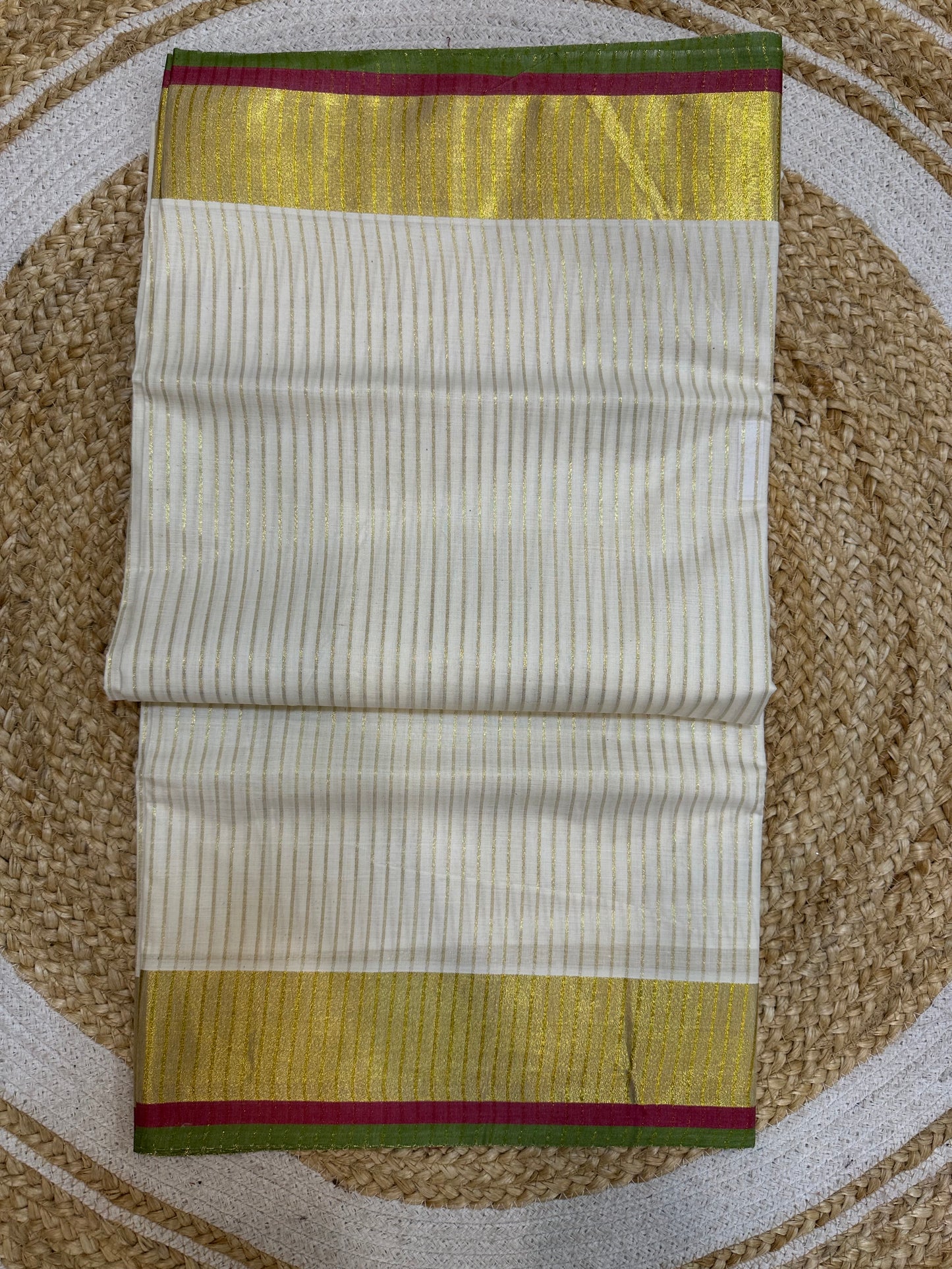 Kerala Vishu Sari Indian Onam Gold Saree C14 (col 4)