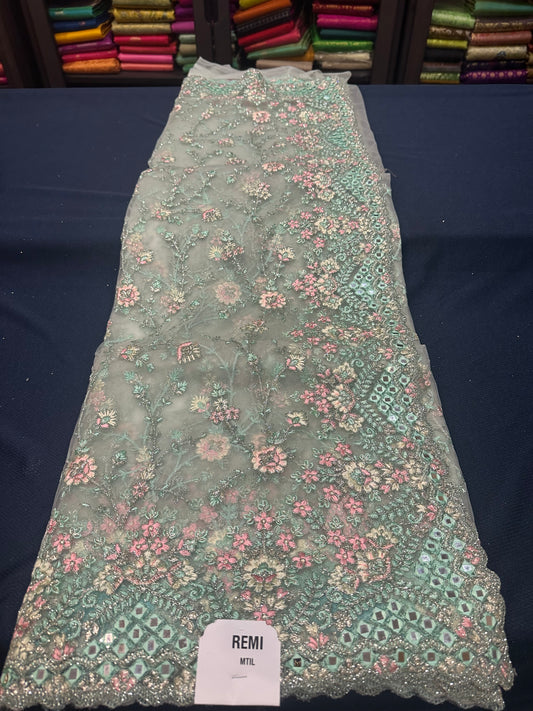 Pastel Blue Fancy Party wear Net Sari Indian Saree S82