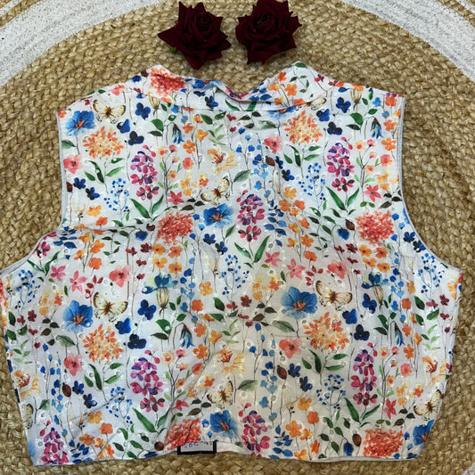 Cotton 38” Medium Sari Hakoba Blouse Indian Saree Top Choli B422