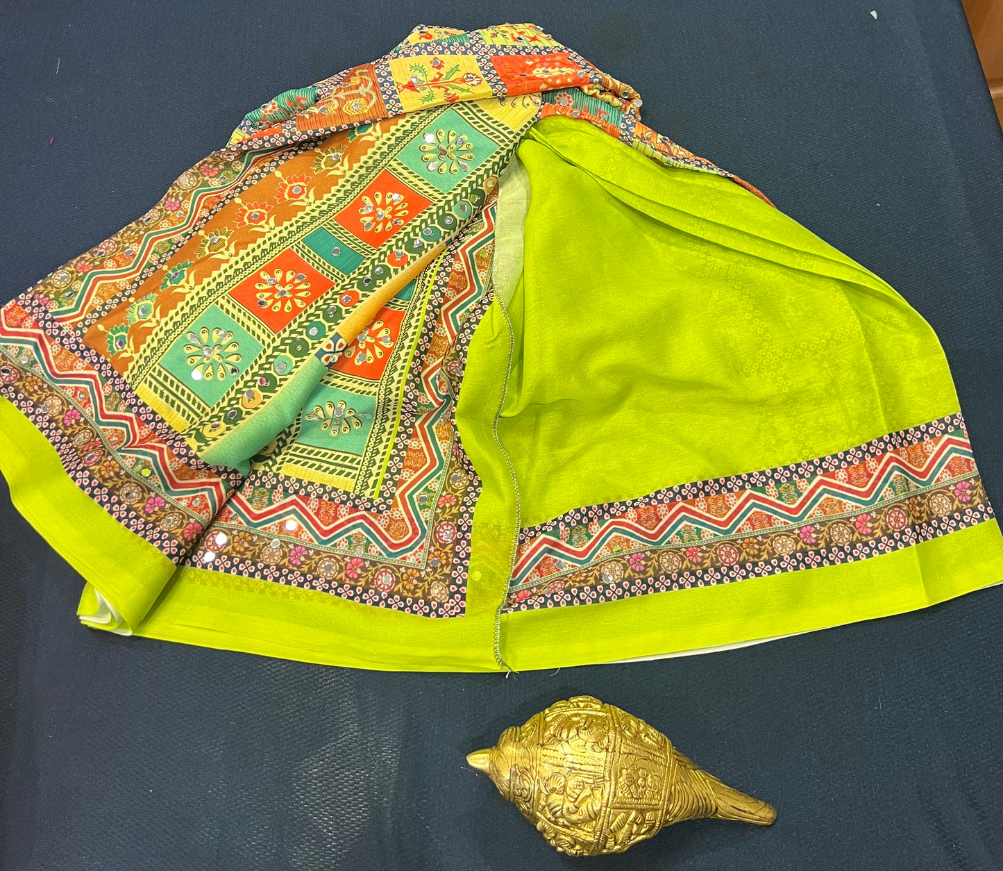 Green Multi Mirror Worked Masakali Sari Indian Fancy Saree C3