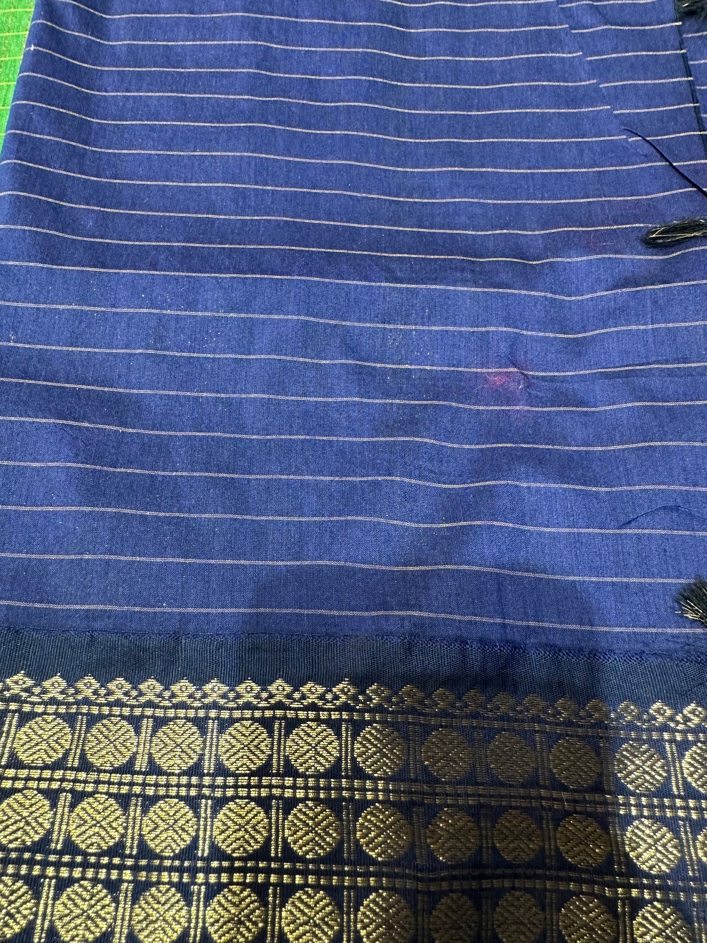 Kalyani Silk Cotton Sari Indian Saree Green & Royal Blue S54