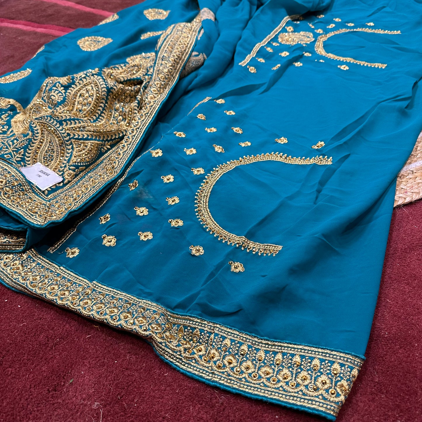 Georgette Sari Indian Fancy Party wear Saree Red V3