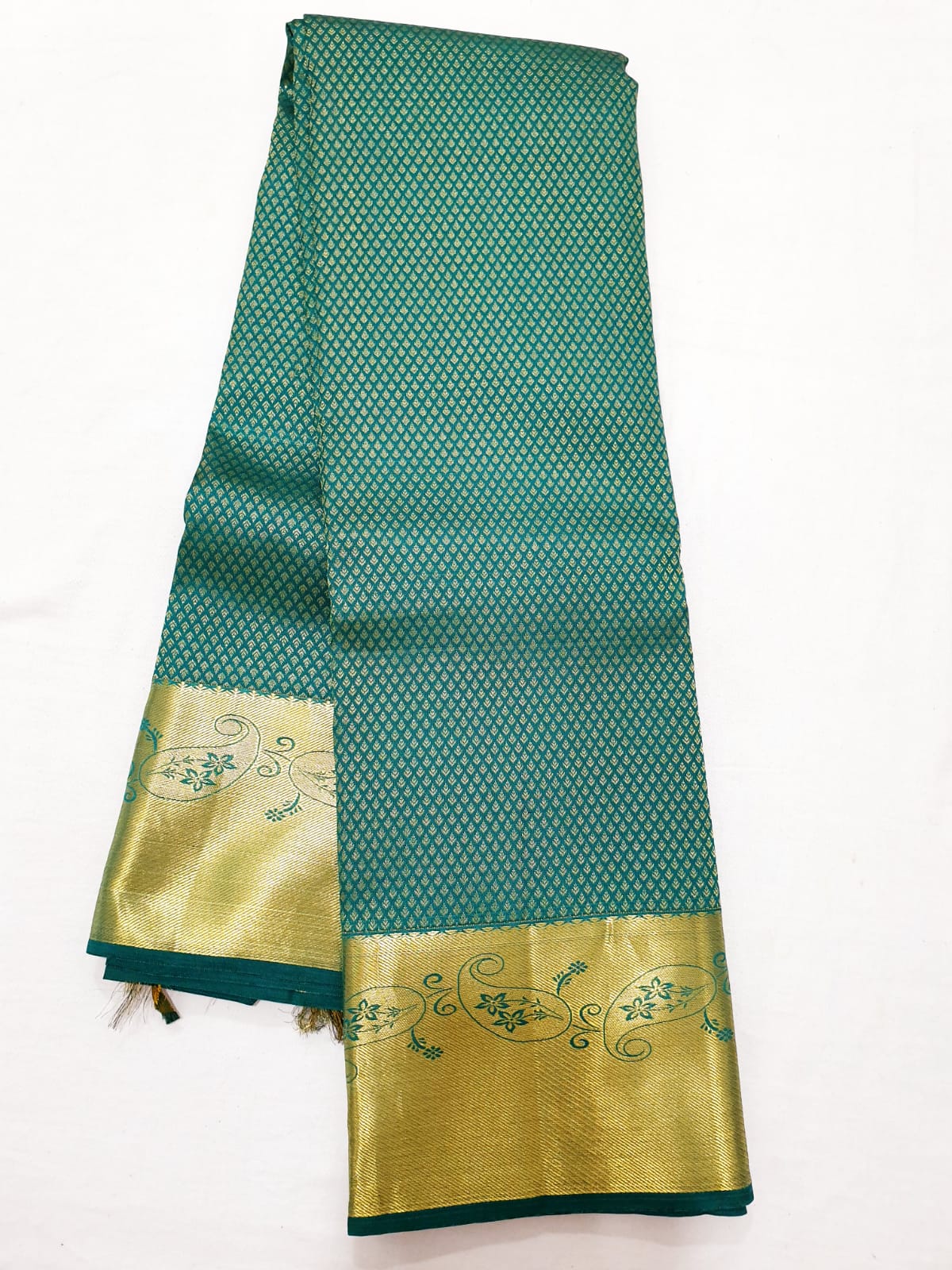 Bridal Kanchipuram Pure Silk Saree Green & Gold Kanjivaram Sari| SPK159