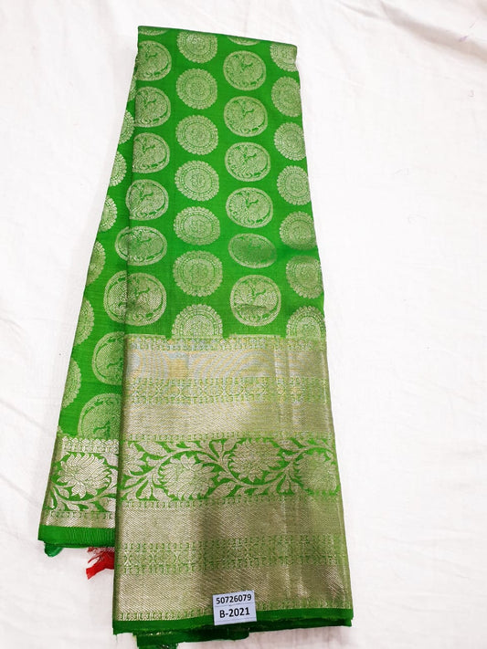 Kanchipuram Pure Silk Saree Green Kanjivaram Sari| SPK151