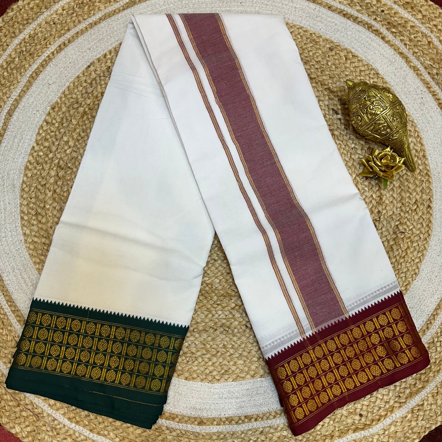 9x5 Iyer / Iyar / Priest South Indian Cotton Vesti Men’s Vetti Dhotti V15