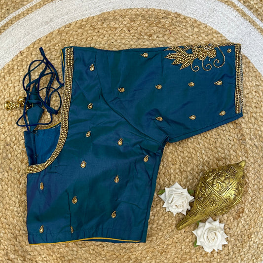 42” XL Size 12 size Aari Worked Sari Blouse Indian Saree Top Blue B233