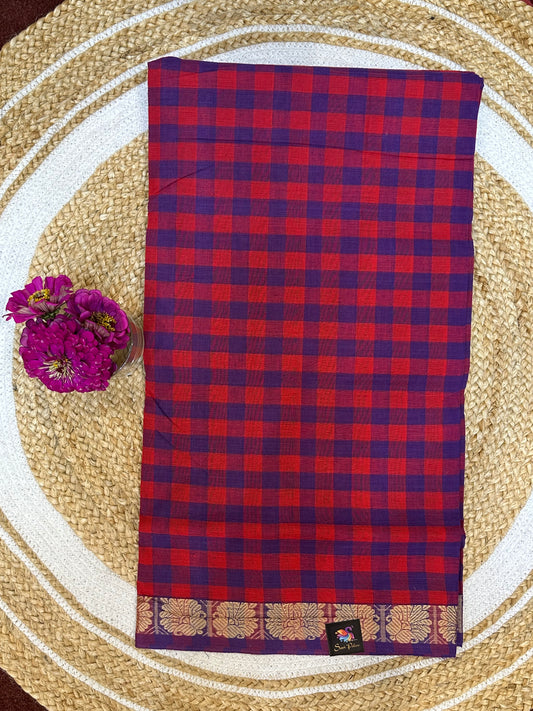 Sungudi Cotton Sari checked Indian Saree S65