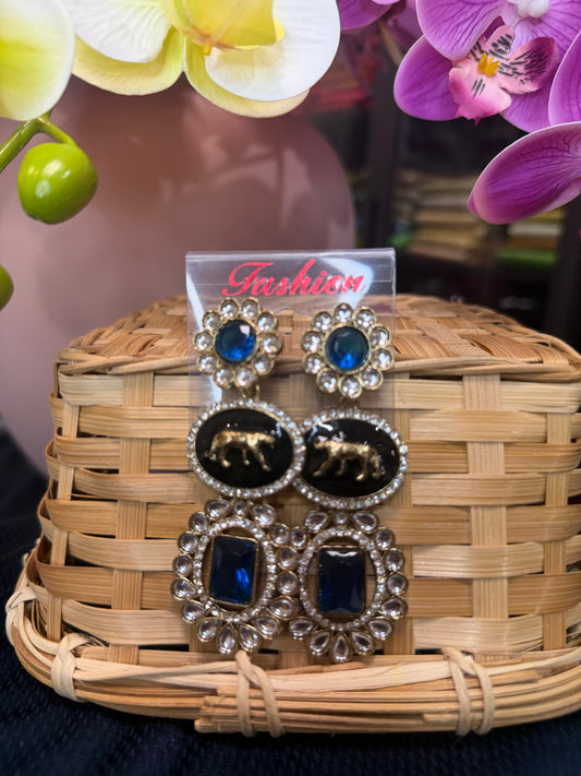 Blue Indian Sabyasachi Inspired Earrings Stylish Indian Jewellery E12