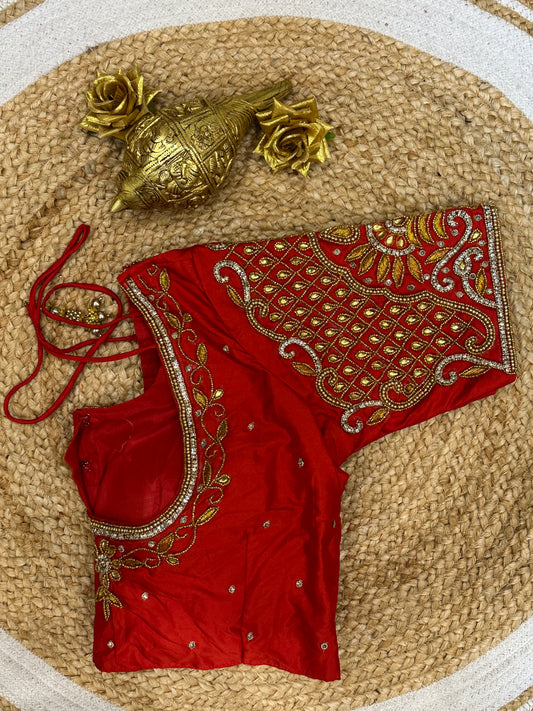 42” XL Size 12 size Aari Worked Sari Blouse Indian Saree Top Red B145