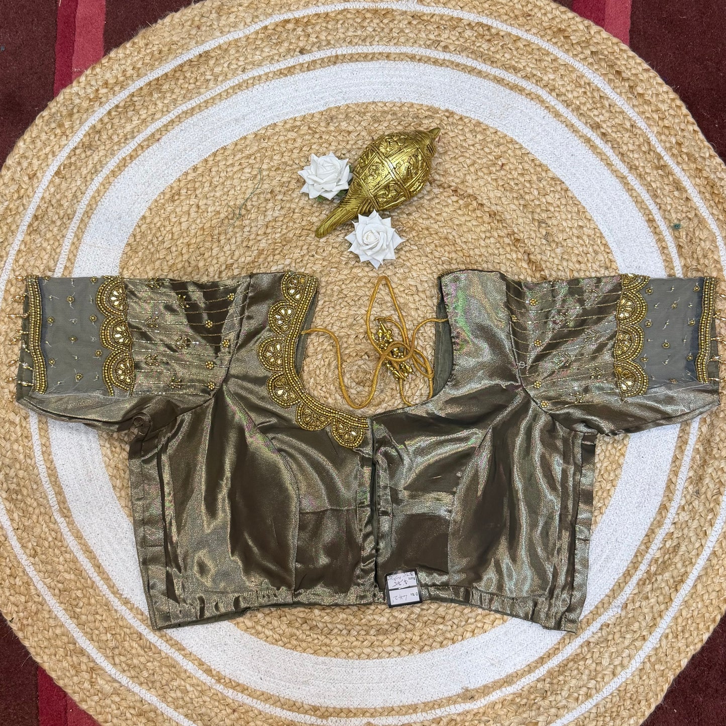 L42” XL Size 12 size Aari Worked Sari Blouse Indian Saree Top Antique Black B239