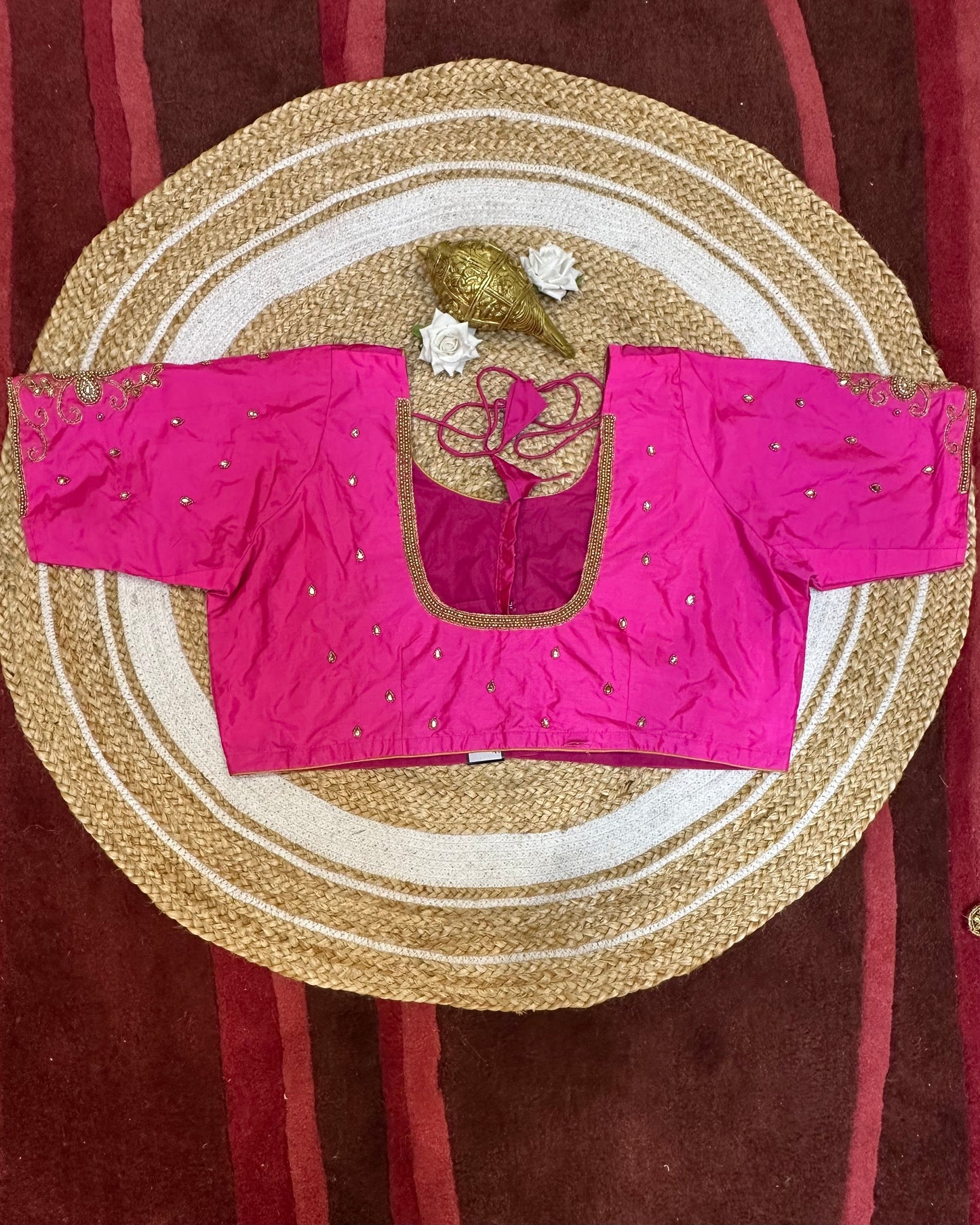 50โ Size 20 Aari Worked Sari Blouse Indian Saree Top Silk Pink B63