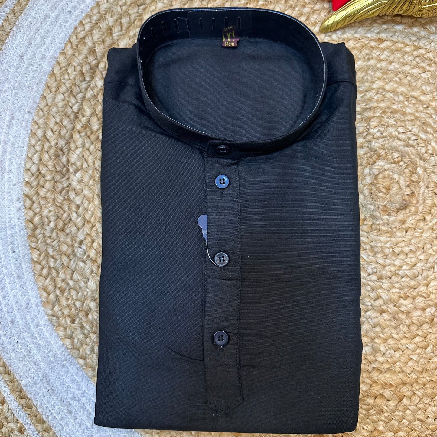 Men’s South Indian Casual Vesti Shirt Combo Black White Dhotti V4