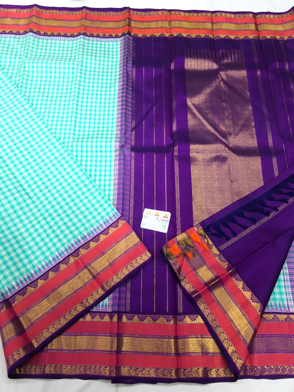 Retta Petta Kanchipuram Pure Silk Saree Bridal Vintage Kanjivaram Sari SPK295
