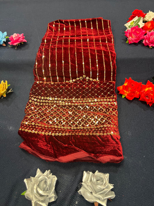 Velvet Blouse material 1 meter Maroon M4