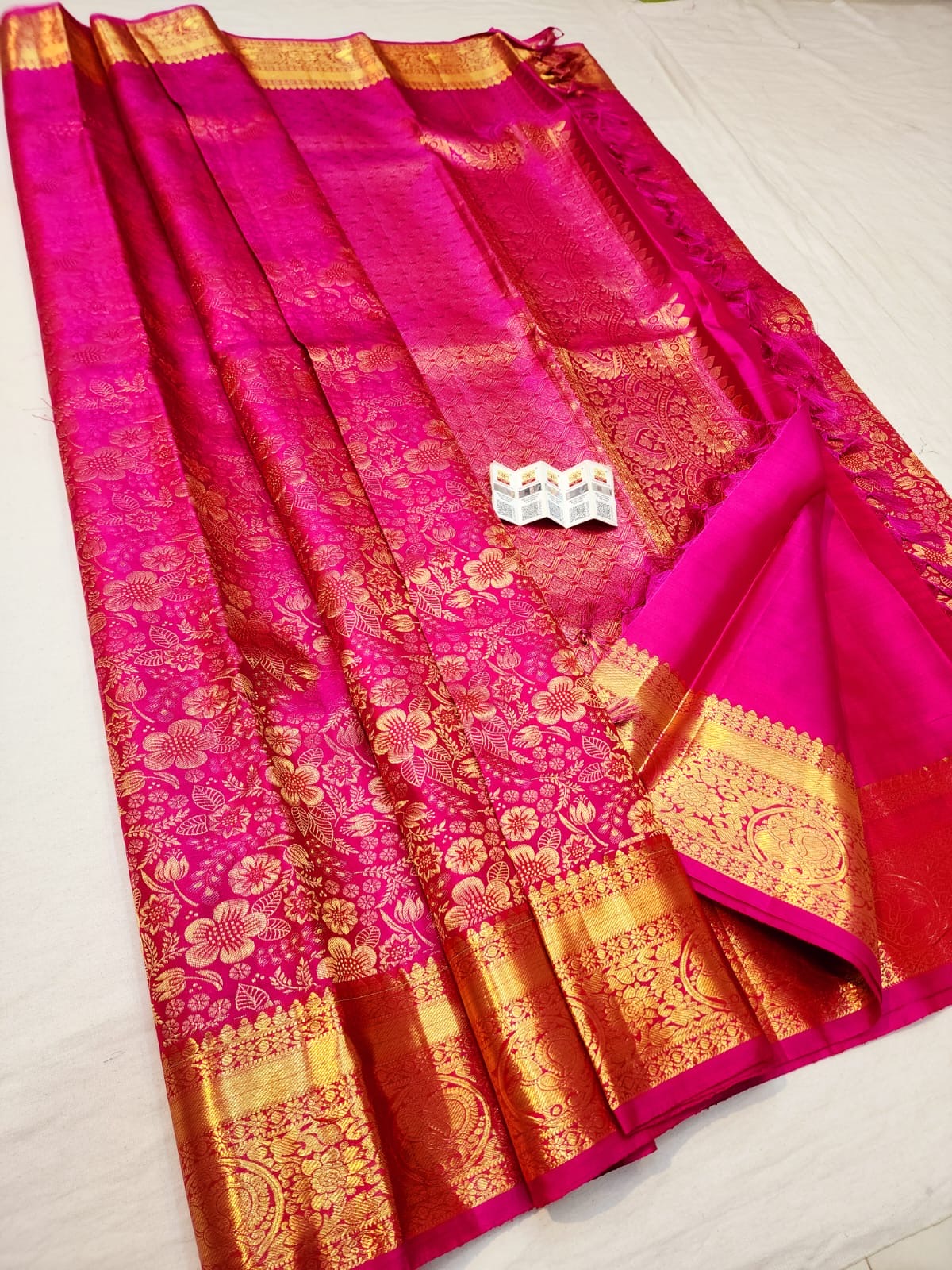 Kanchipuram Pure Silk Saree Bridal Pink Kanjivaram Sari SPK267