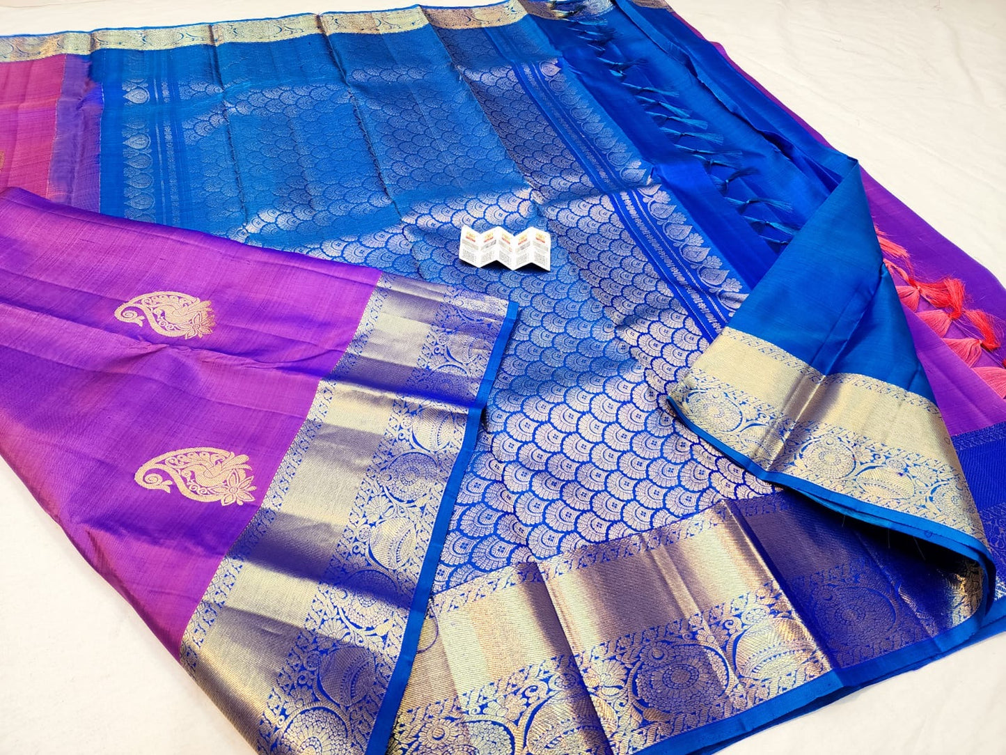 Kanchipuram Pure Silk Saree Bridal Blue Kanjivaram Sari SPK258