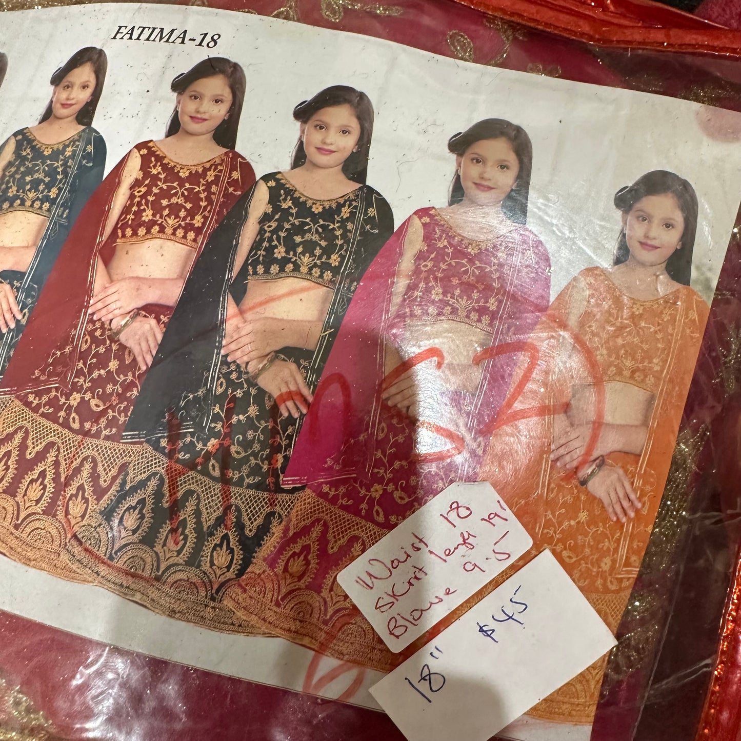 18” Size Age 1 Maroon Indian Lehenga Pavadai Sattai Skirt Top G72 Col 1