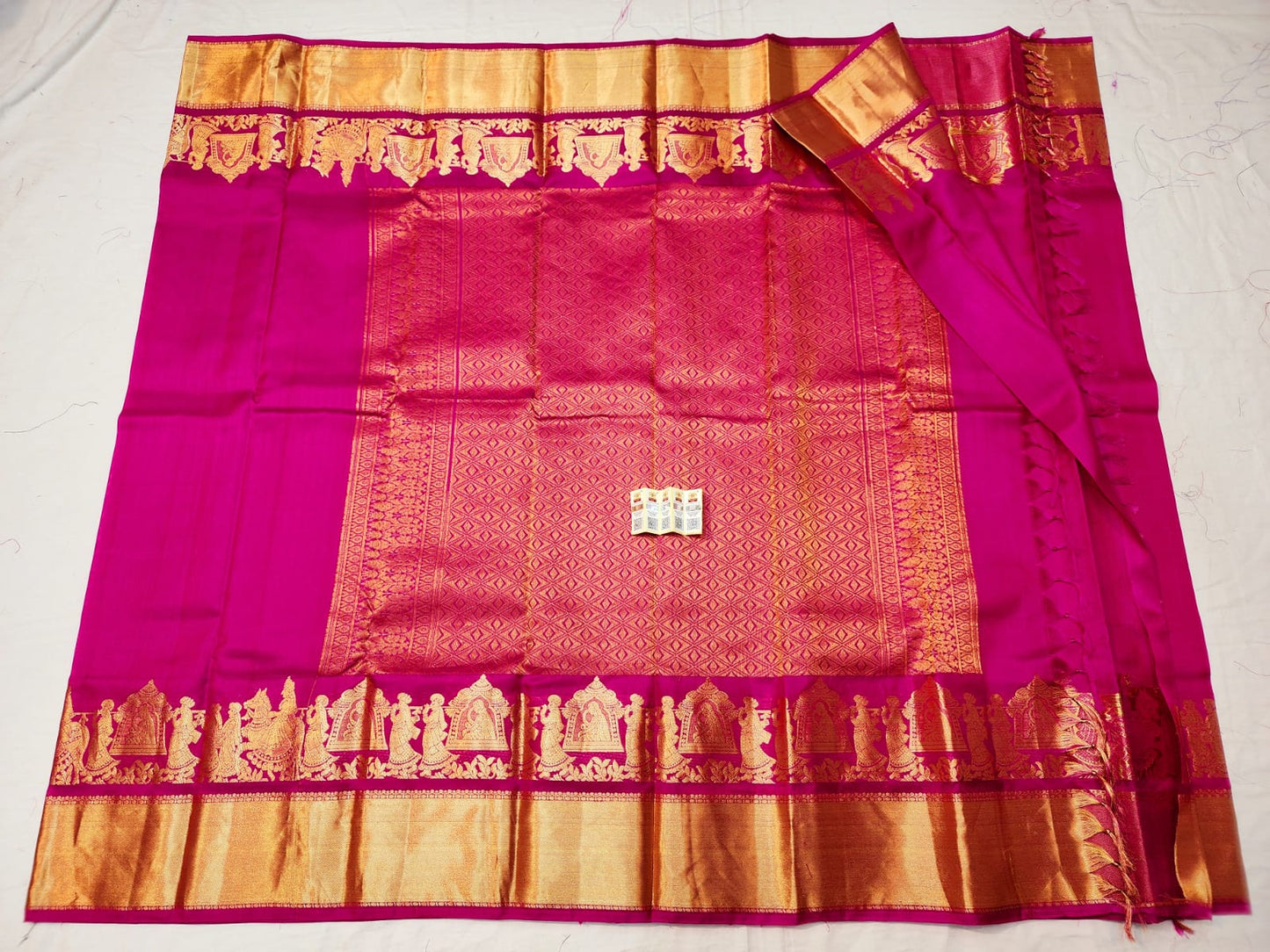 Kanchipuram Pure Silk Saree Pink & Gold Kanjivaram Sari| SPK210