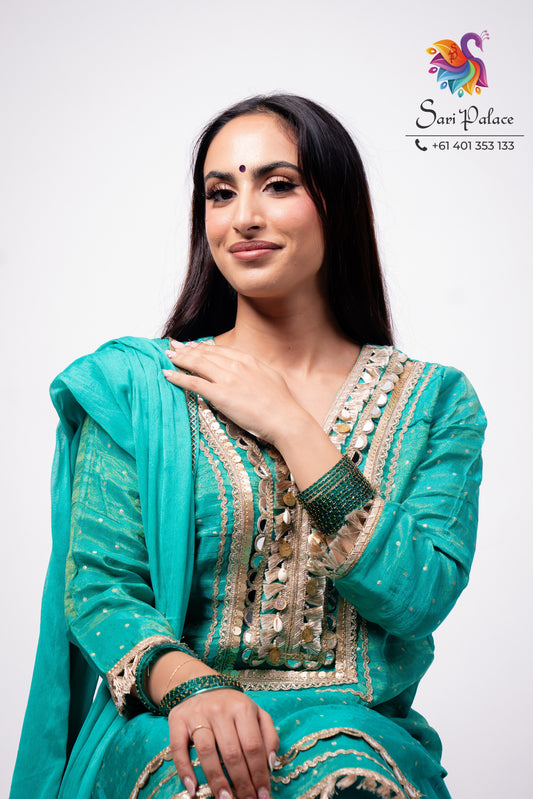 Aqua Indian Pakistani Outfit Salwar Kameez Suit EID C4