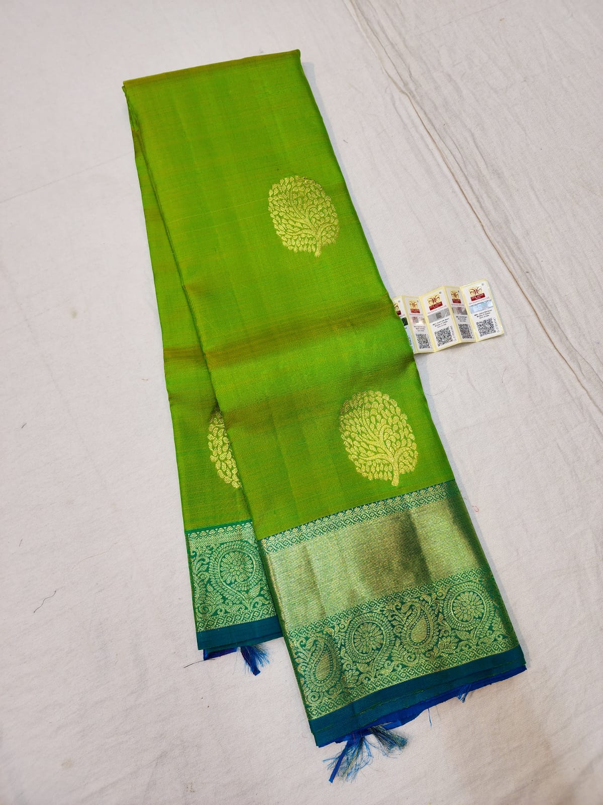 Kanchipuram Pure Silk Saree Green & Blue Kanjivaram Sari| SPK193