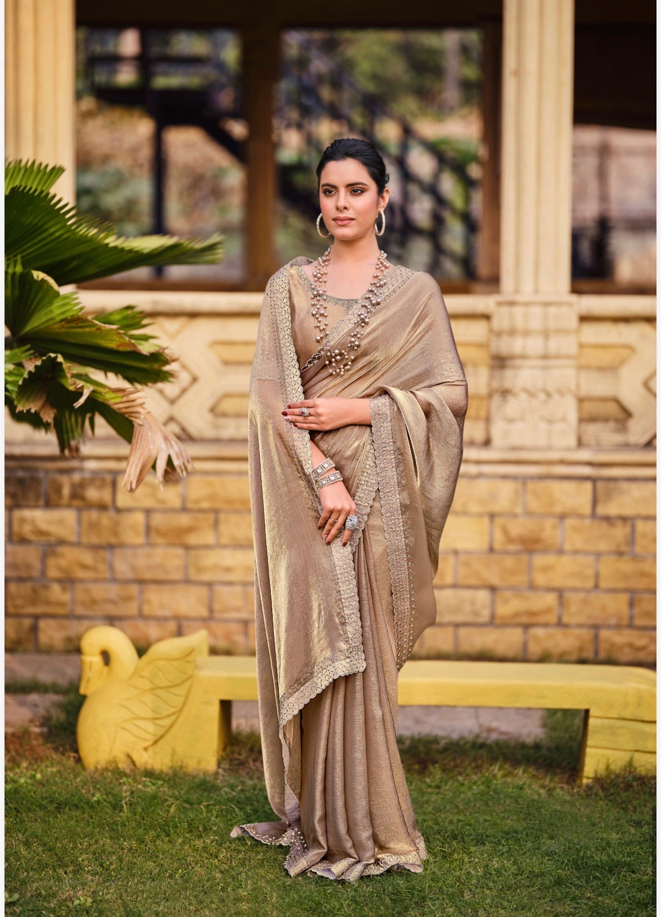 Peach Indian Fancy Party wear Saree Fendi Silk Sari S138
