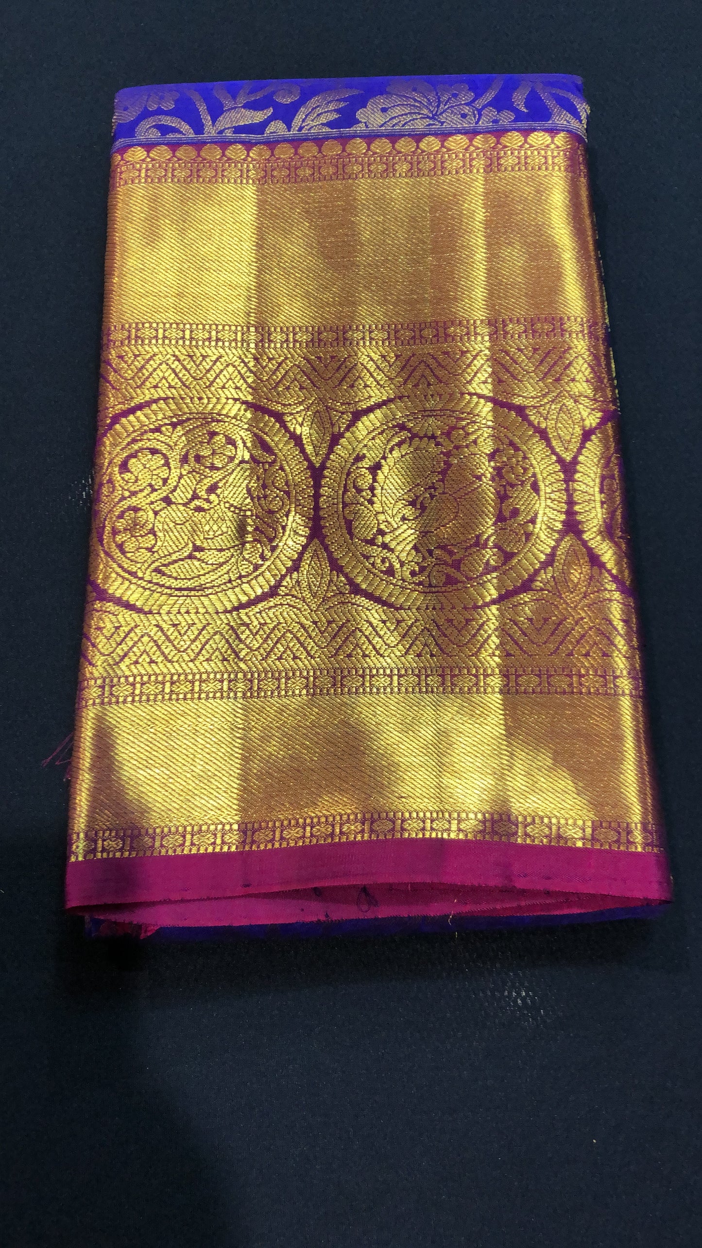 Bridal Kanchipuram Pure Silk Saree Blue & Pink Kanjivaram Sari| SPK
