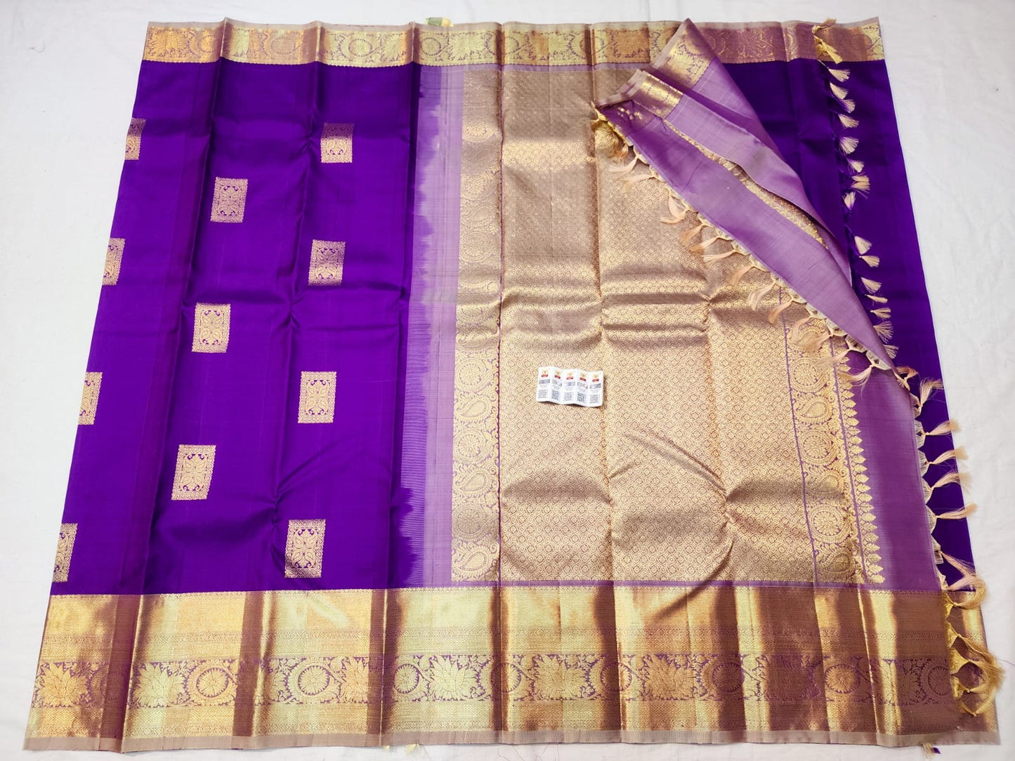 Kanchipuram Pure Silk Saree Bridal Purple Kanjivaram Sari SPK251