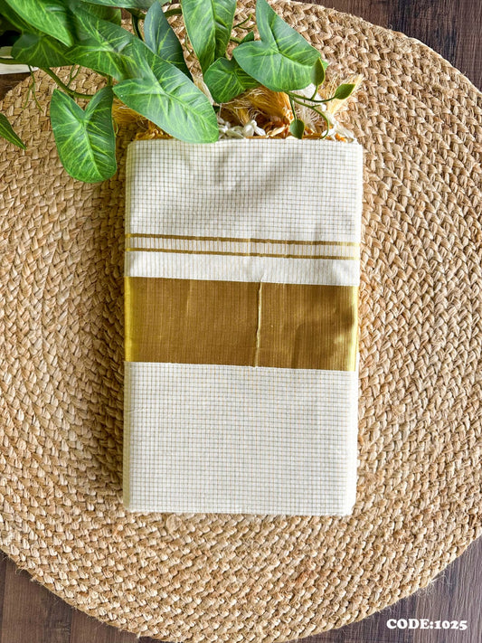 Kerala Vishu Sari Indian Onam Tissue Gold Saree C11
