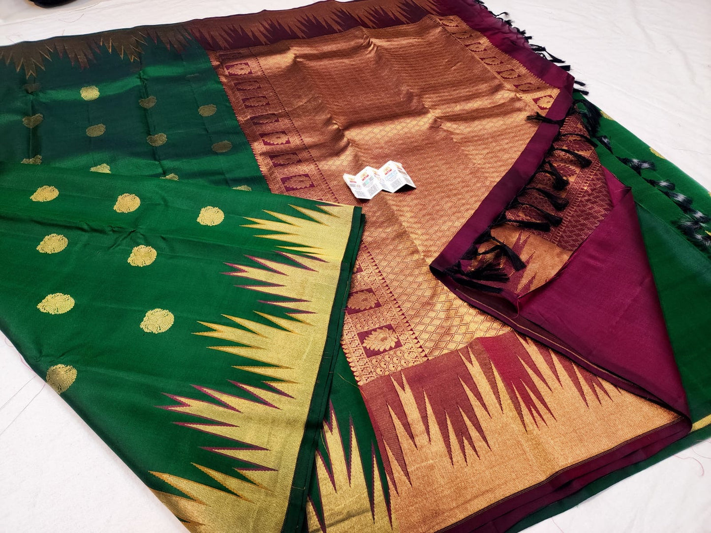 Kanchipuram Pure Silk Saree Bridal Green Kanjivaram Sari SPK257