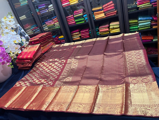 Kanchipuram Pure Silk Saree Maroon Kanjivaram Sari| SPK114