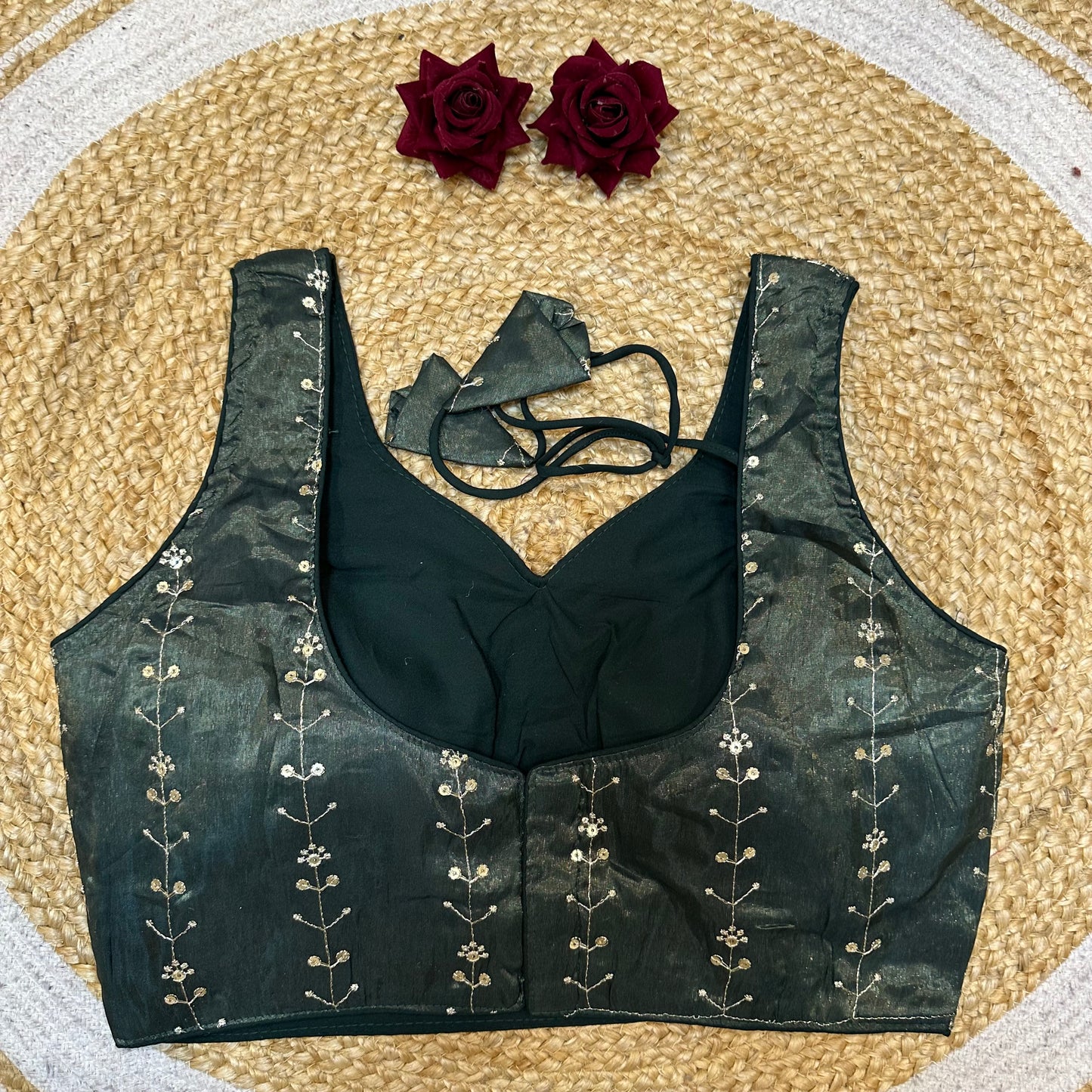 38” Medium Sari Blouse Indian Saree Top Worked Choli B423