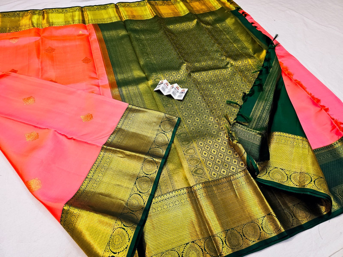 1g Gold Kanchipuram Pure Silk Saree Handloom Korvai Kanjivaram Sari SPK233