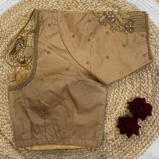 46” Size 16 Aari Worked Sari Blouse Indian Saree Top Silk B419