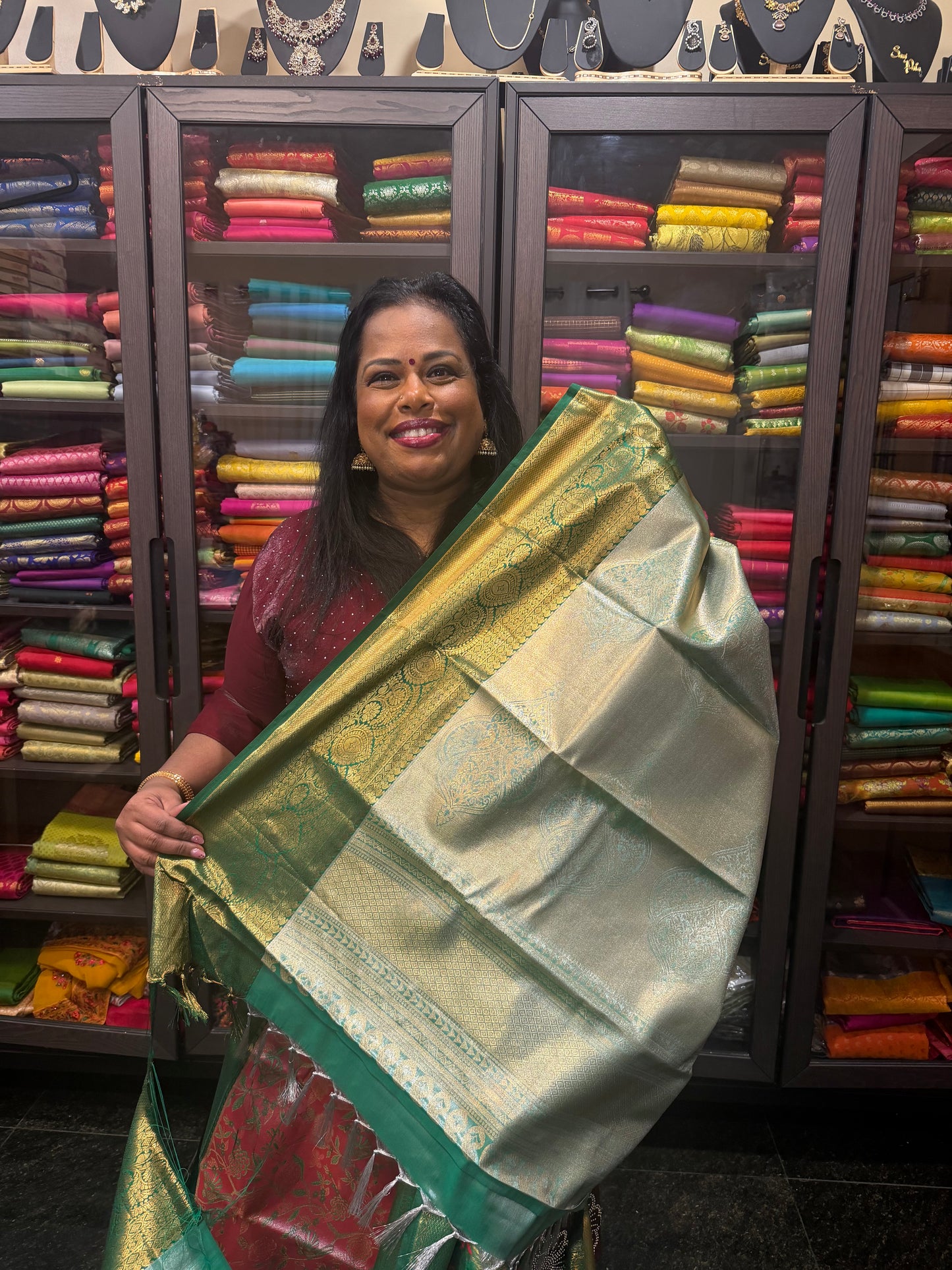 Semi Silk Saree Indian Bridal Kanjivaram Kanchipuram Sari Semi4