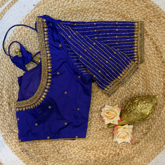 38” M Size 8 Aari Worked Sari Blouse Indian Saree Top Purple B320