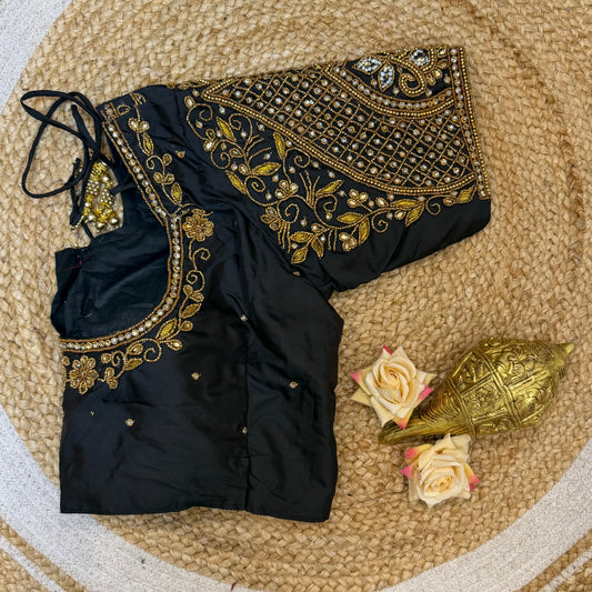 42” XL Size 12 size Aari Worked Sari Blouse Indian Saree Top Black B322