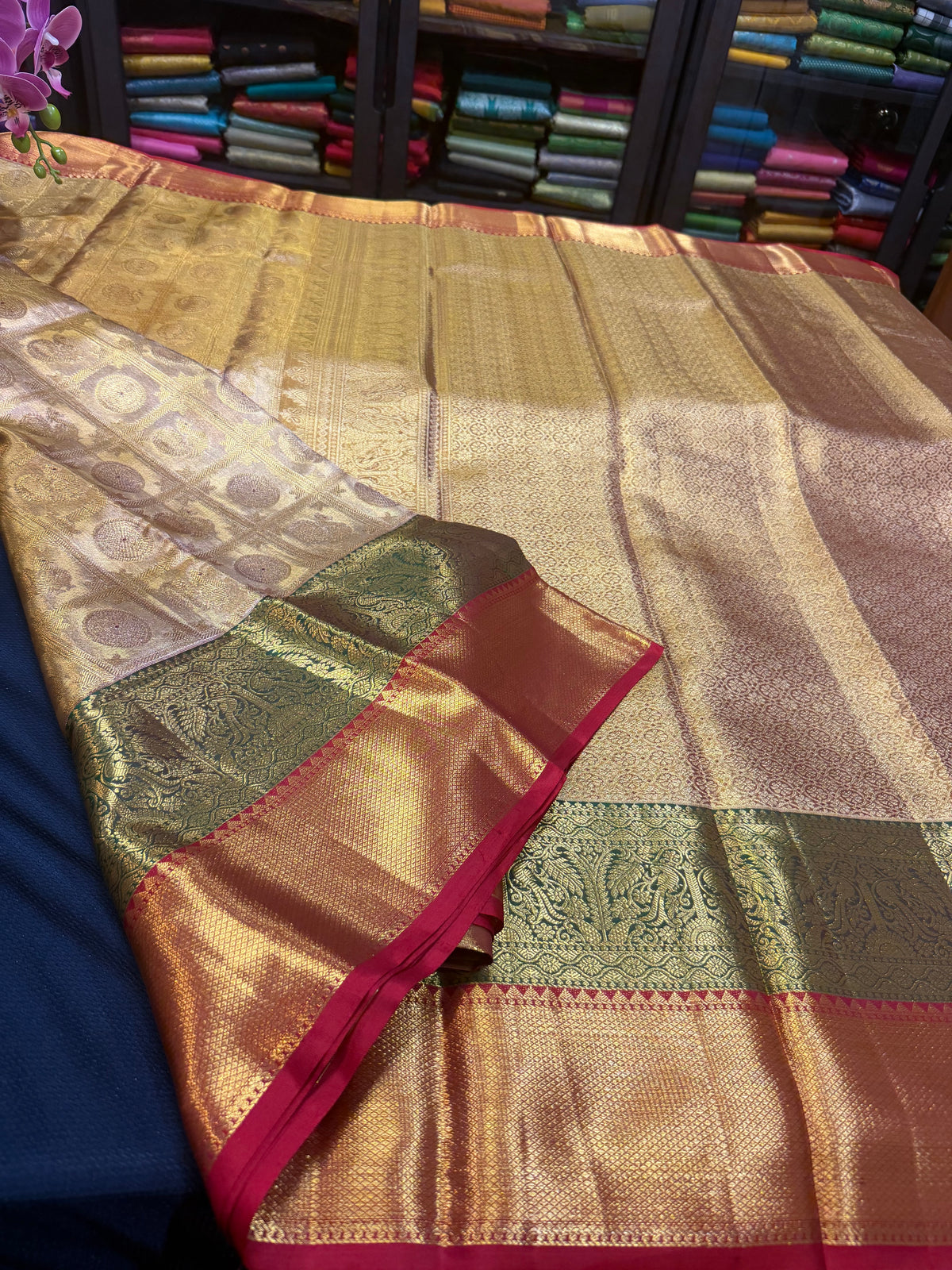 Bridal Tissue Kanchipuram Pure Silk Saree Kanjivaram Sari SPK469