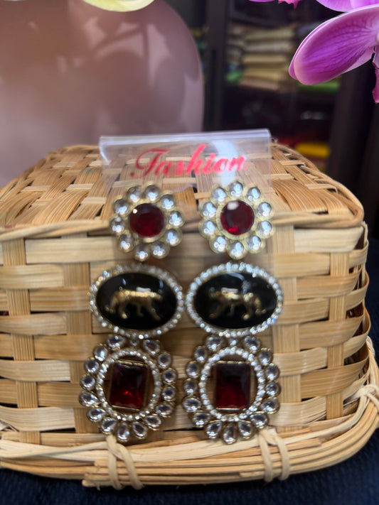 Maroon Indian Sabyasachi Inspired Earrings Stylish Indian Jewellery E12
