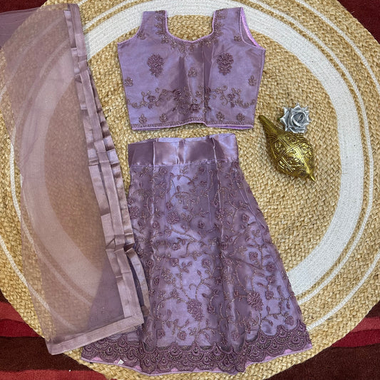 18” Size Age 1 Lavender Indian Lehenga Pavadai Sattai Skirt Top G73 Col 4