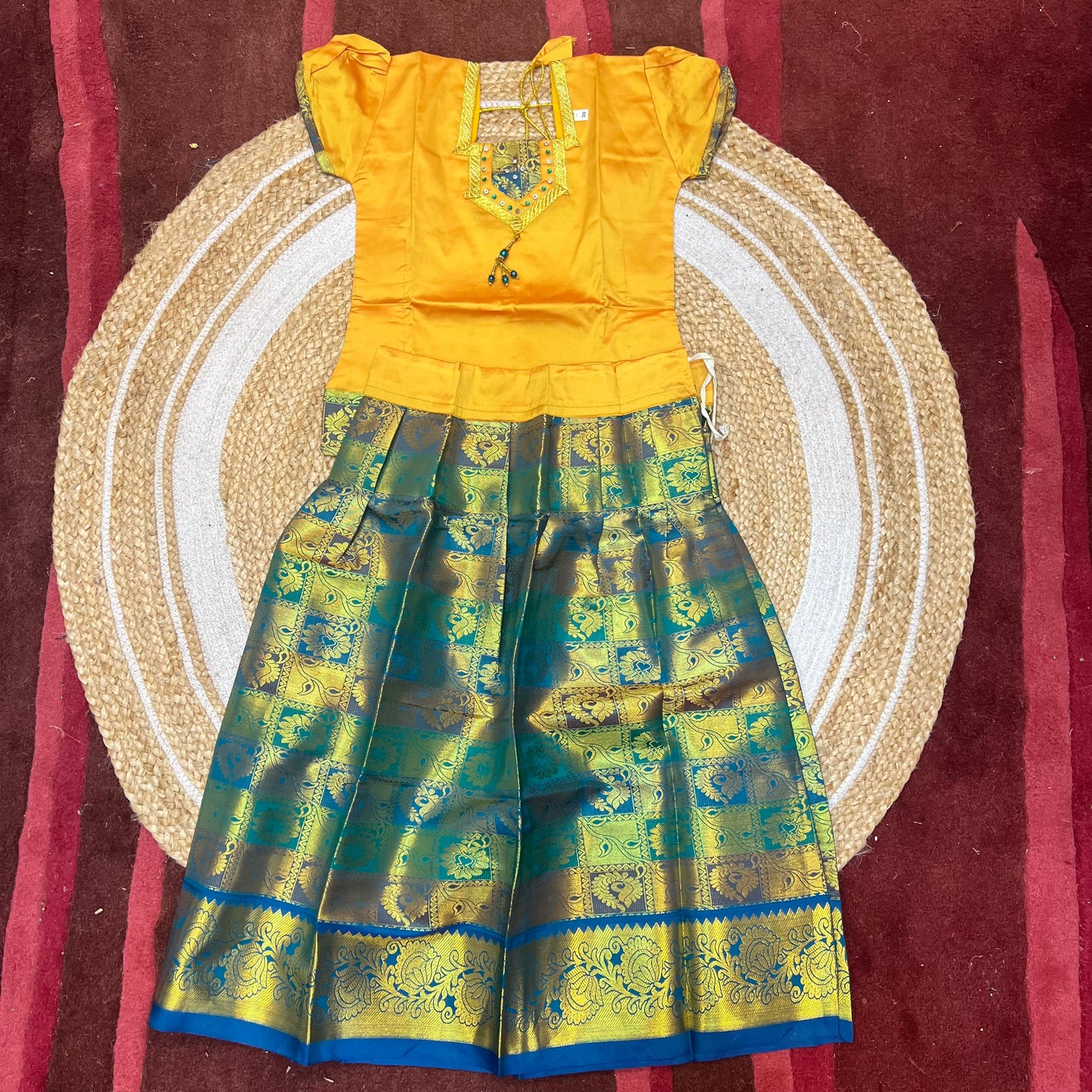 30” Size 7 Indian Lehenga Pattu Pavadai Sattai Skirt Top G44